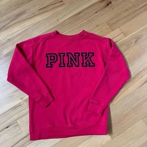 RED Victorias Secret Pink Logo Crew Neck